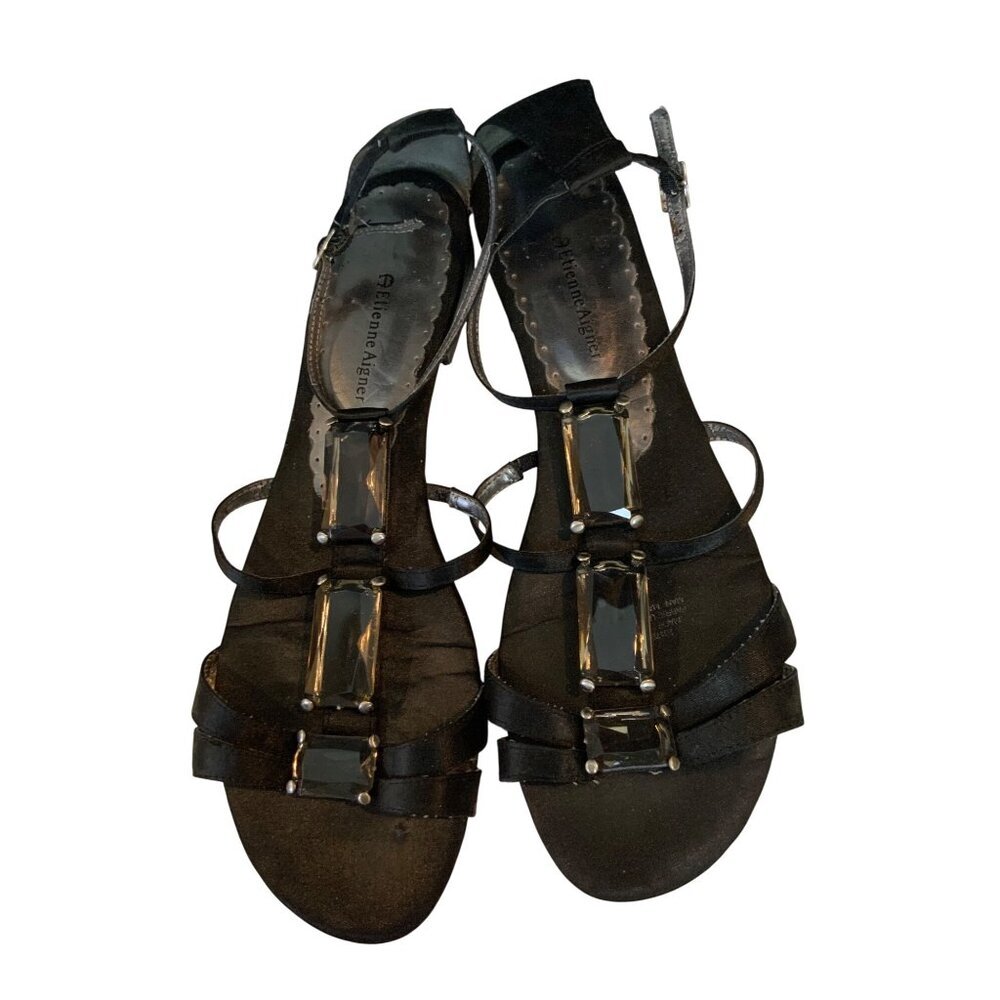 Etienne Aigner womens flat sandal size 11 black